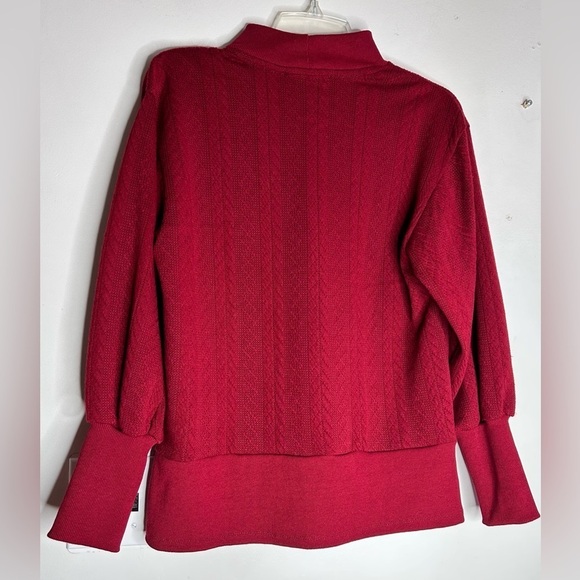 Vintage 90’s Mockneck Ribbed Banded Textured Sweater  Parker & Quinn Size Medium - Picture 5 of 6